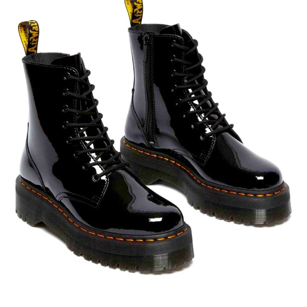 DR. MARTENS JADON BLACK PATENT LEATHER PLATFORM BOOTS SIZE 7